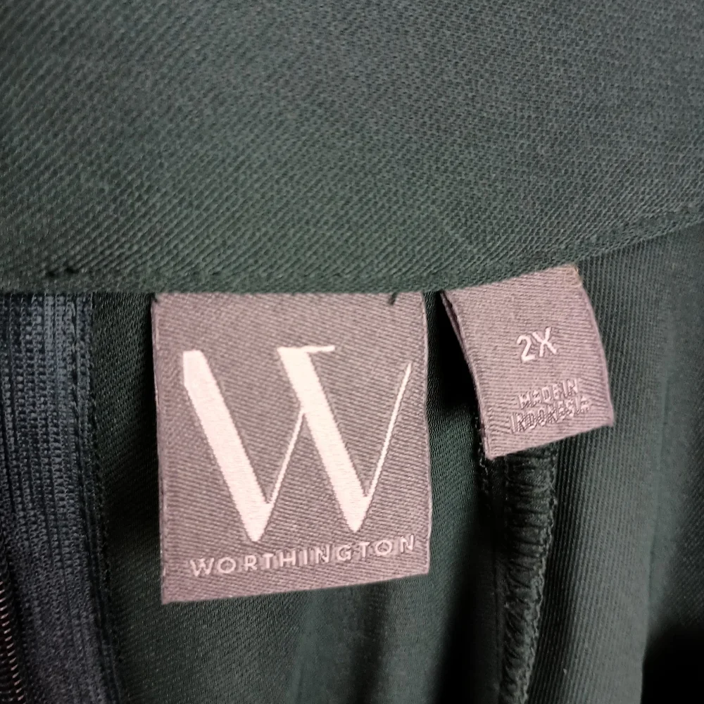 NWT Worthington Neck Tie Midi Dress In Lincoln Green Size Woman's 2X - Picture 4 of 7